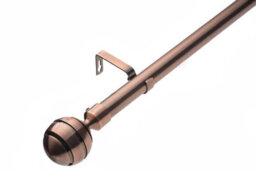 Lister Cartwright 28mm Antique Copper Fixed Metal Curtain Pole Set With Ribbed Ball Finial (120 Cm) - thumbnail 3