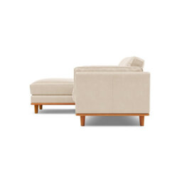 Valencia Artisan Top Grain Leather Three Seats With Left Chaise Sofa Beige Alder Wood Legs And Frame - thumbnail 8