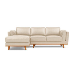 Valencia Artisan Top Grain Leather Three Seats With Left Chaise Sofa Beige Alder Wood Legs And Frame - thumbnail 6