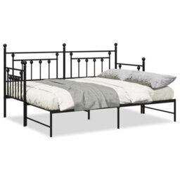 Berkfield Daybed Frame With Trundle Black 80X200 Cm Steel - thumbnail 4