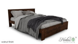 Nodax Double Bed Frame, F11, Solid Pine Wood, Easy Assembly, Sturdy Slats & Extra Support Legs, 4Ft 6In, Walnut Finish - thumbnail 2