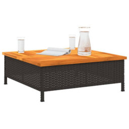 Berkfield Garden Table Black 70X70X25 Cm Rattan And Acacia Wood - thumbnail 4