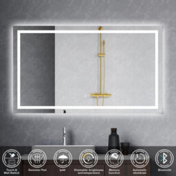 Probaty Bathrooms Mirror Backlit Led 3 Colors 100X60Cm With Bluetooth,memory Function,anti-Fog Wall Touch Sensor Vanity Mirror - thumbnail 2