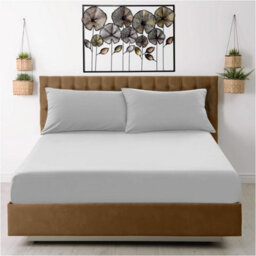 Gc Gaveno Cavailia Percale Deep Fitted Sheet Double Silver Extra Deep Pocket 16 Inch (40 Cm)