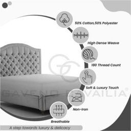 Gc Gaveno Cavailia Percale Deep Fitted Sheet Double Silver Extra Deep Pocket 16 Inch (40 Cm) - thumbnail 2