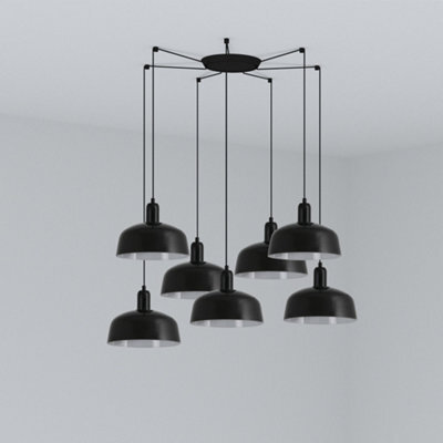 Luminosa Lighting Luminosa Tatawin Medium 7 Light Black Cluster Drop Pendant Lamp