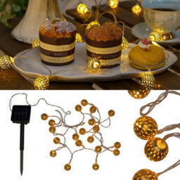 Pauleen 48183 Sunshine Glamour Solar Fairy Lights For The Balcony Or Garden Gold Outdoor Lighting Metal Solar 3000K - thumbnail 1