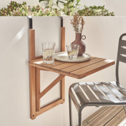 Wooden Side Table For Balcony Foldable Natural - Sweeek