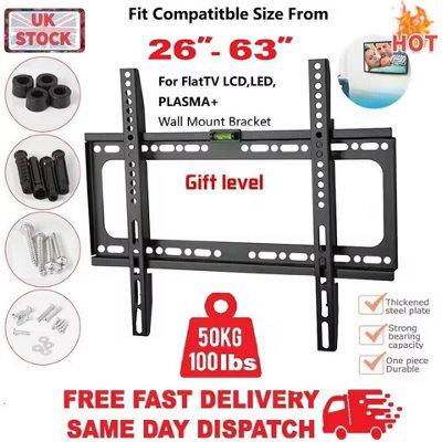 Tv Wall Bracket Mount Slim For 26 30 32 40 42 50 63 Inch Flat 3D Lcd Led Plasma - image 1