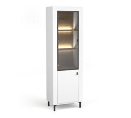 Arte Mossa Modern Tall Display Cabinet In White & Oak - W600mm X H1940mm X D400mm - thumbnail 4
