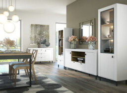 Arte Mossa Modern Tall Display Cabinet In White & Oak - W600mm X H1940mm X D400mm - thumbnail 3