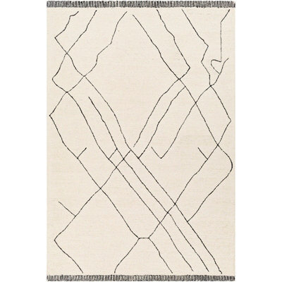 Livabliss Arsenal-Hand Tufted Cream Black Wool Global Living Dining Bedroom Rug 152 X229 Cm Easy Care, Non Shedding - image 1