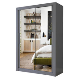 Milan Sliding Mirror Door Wardrobe With Drawers & Shelves - Modern Bedroom Wardrobe