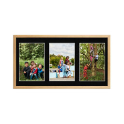 AK Frames 40X20Cm Oak Sleek Multi Photo Frame With Black Mount - Holds 3 Apertures (3X) 6X4 Photos
