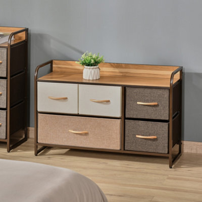 HOMCOM Drawer Dresser Tower Unit Clothes Storage Organizer With Wood Top, Steel Frame - image 1