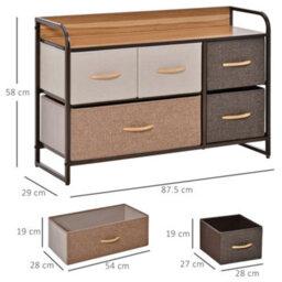 HOMCOM Drawer Dresser Tower Unit Clothes Storage Organizer With Wood Top, Steel Frame - thumbnail 3