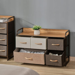 HOMCOM Drawer Dresser Tower Unit Clothes Storage Organizer With Wood Top, Steel Frame - thumbnail 7