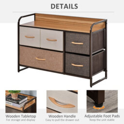 HOMCOM Drawer Dresser Tower Unit Clothes Storage Organizer With Wood Top, Steel Frame - thumbnail 6