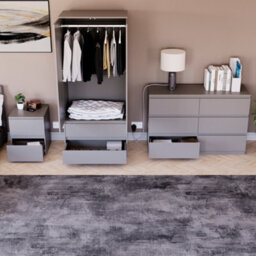 Lassic Vida Designs Denver 3 Piece Bedroom Set - (2 Drawer Large Bedside Chest, 6 Drawer Chest, 2 Door 2 Drawer Wardrobe), Grey - thumbnail 5