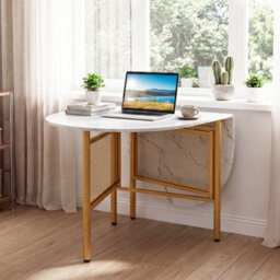 Gainoom 150 Cm Folding Dining Table For 6-8 People Kitchen Table With Golden Metal Legs & Marble-Finished Tabletop - thumbnail 3