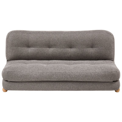 Beliani Sofa Bed 2 Seater Esbjerg Faux Linen Dark Grey - image 1