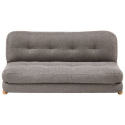 Beliani Sofa Bed 2 Seater Esbjerg Faux Linen Dark Grey - thumbnail 1
