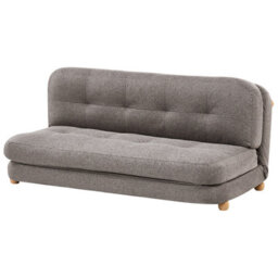 Beliani Sofa Bed 2 Seater Esbjerg Faux Linen Dark Grey - thumbnail 4