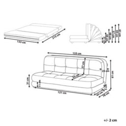 Beliani Sofa Bed 2 Seater Esbjerg Faux Linen Dark Grey - thumbnail 3