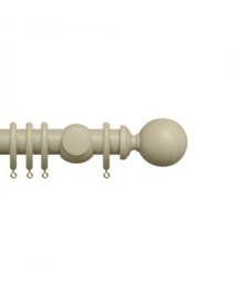Premium 35mm Wooden Curtain Pole Set - Stone Grey 130Cm