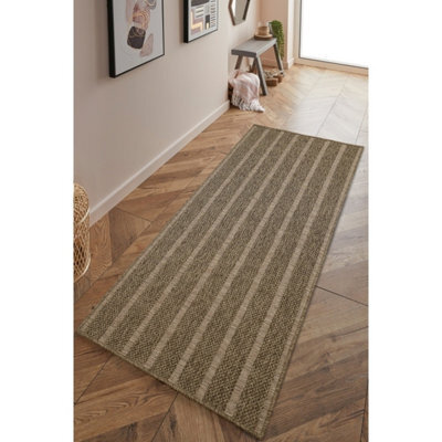 Melrose Summer Stripe Latte Low Pile Height 3mm Indoor Outdoor Runner Area Rug - 80X200Cm - image 1
