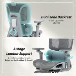 Homcom Ergonomic Office Chair, Mesh Desk Chair With Lumbar Support, Footrest - thumbnail 5