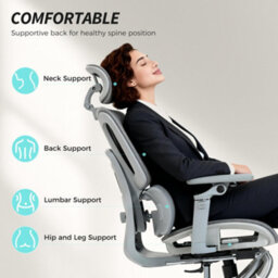 Homcom Ergonomic Office Chair, Mesh Desk Chair With Lumbar Support, Footrest - thumbnail 4
