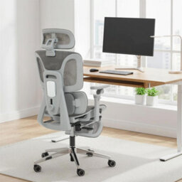 Homcom Ergonomic Office Chair, Mesh Desk Chair With Lumbar Support, Footrest - thumbnail 1