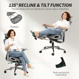 Homcom Ergonomic Office Chair, Mesh Desk Chair With Lumbar Support, Footrest - thumbnail 8