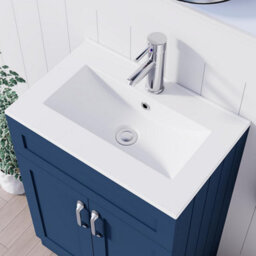 Belofay 600mm Bathroom Vanity Units With Basin With White Ceramic Bathroom Sink Soft Close Hinges & 1 Tap Hole (Crawley Blue) - thumbnail 4