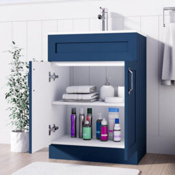Belofay 600mm Bathroom Vanity Units With Basin With White Ceramic Bathroom Sink Soft Close Hinges & 1 Tap Hole (Crawley Blue) - thumbnail 2