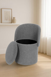 Gaveno Cavailia 3-In-1 Malibu Ottoman Stool Grey Modern Multifunctional Storage Ottoman Seat Hidden Storage Box For Living Room, Bedroom, - thumbnail 3