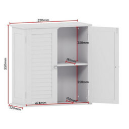 Lassic Bath Vida Liano White 2 Door Bathroom Wall Cabinet - thumbnail 2