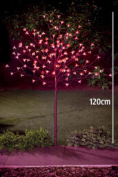 Spot On Dealz 4 Ft Cherry Blossom Tree Outdoor Christmas Decorations 128 Red Led Tree Lights With Metal Flat Base Garden Ornaments For Home Xmas - thumbnail 2