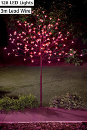 Spot On Dealz 4 Ft Cherry Blossom Tree Outdoor Christmas Decorations 128 Red Led Tree Lights With Metal Flat Base Garden Ornaments For Home Xmas - thumbnail 4