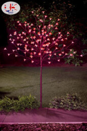 Spot On Dealz 4 Ft Cherry Blossom Tree Outdoor Christmas Decorations 128 Red Led Tree Lights With Metal Flat Base Garden Ornaments For Home Xmas - thumbnail 3
