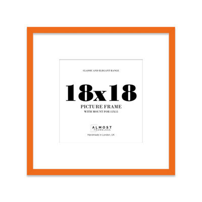 "18X18"" Orange Picture Frame - 18X18"" Square Frame With 15X15"" Mount For 18X18""/15X15"" Pictures Moderrn Style Thin Edge, 1 Pack" - image 1
