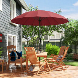 Outsunny 2M Shanghai Garden Parasol Umbrella, Outdoor Sun Shade, Wine Red - thumbnail 9