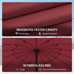 Outsunny 2M Shanghai Garden Parasol Umbrella, Outdoor Sun Shade, Wine Red - thumbnail 5