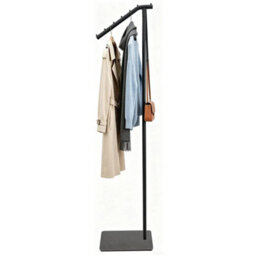 Black 7 Hook Freestanding Metal Coat Rack Hanger Stand - thumbnail 1