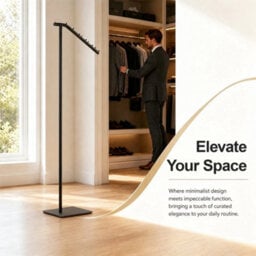 Black 7 Hook Freestanding Metal Coat Rack Hanger Stand - thumbnail 4