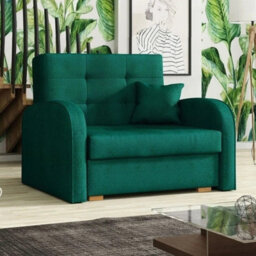 Viva Gold I Single Sofa Bed With Storage Compact Design Sinuous Springs Wooden Legs Modern Upholstered Style Green - thumbnail 4