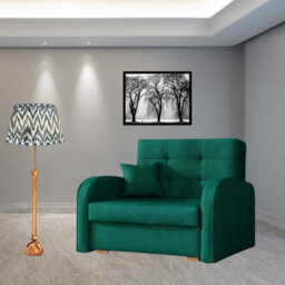 Viva Gold I Single Sofa Bed With Storage Compact Design Sinuous Springs Wooden Legs Modern Upholstered Style Green - thumbnail 2