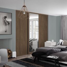 Spacepro Shaker 1 Panel Mirrored Carini Walnut Effect Framed Sliding Wardrobe Door Set Of 3 (H)2220mm (W)2592mm - thumbnail 3