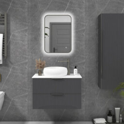 Royal Bathrooms Luton 500 X 700mm Gun Metal Grey Backlit Framed Led Illuminated Bathroom Mirror With Touch Sensor & Anti-Fog - thumbnail 3